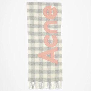Acne Pink and Gray Checkered Scarf